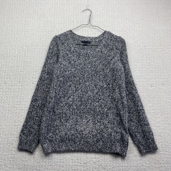 Tommy Hilfiger Womens Pull Over Sweater Chunky 3D Cable Knit Sz M Grey Cozy - Picture 1 of 14